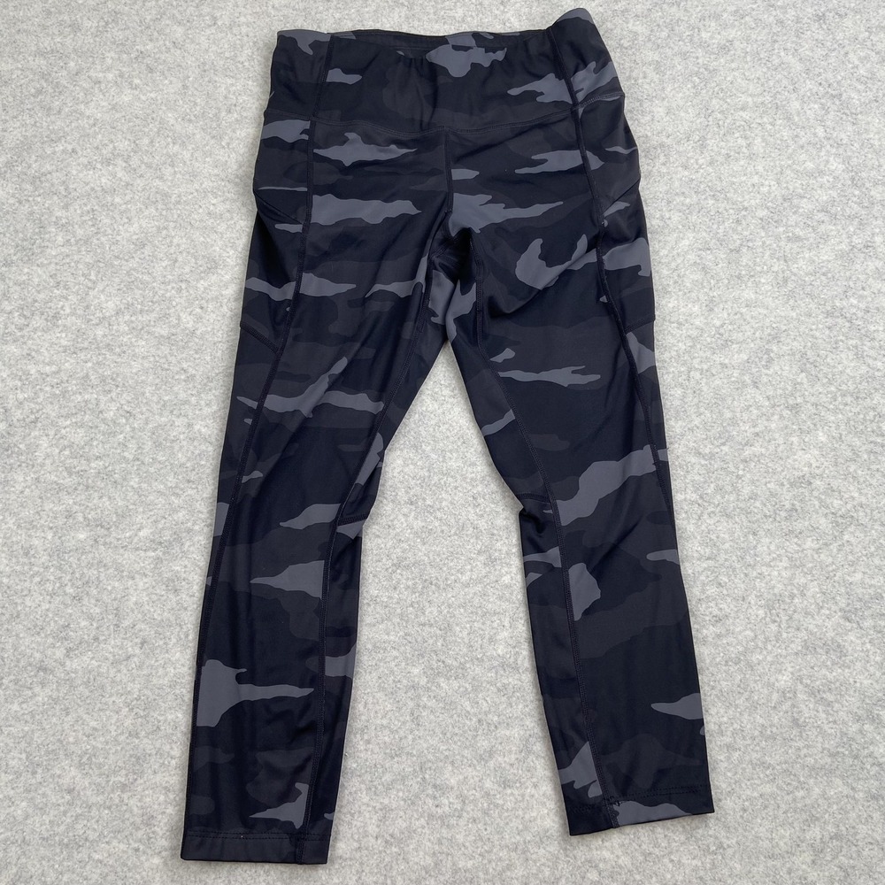 Athleta Leggings Womens Small (26x21) Black Camo Capri Pockets High Rise Zip